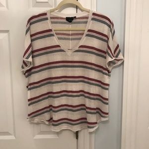 Out from under striped v-neck t-shirt
